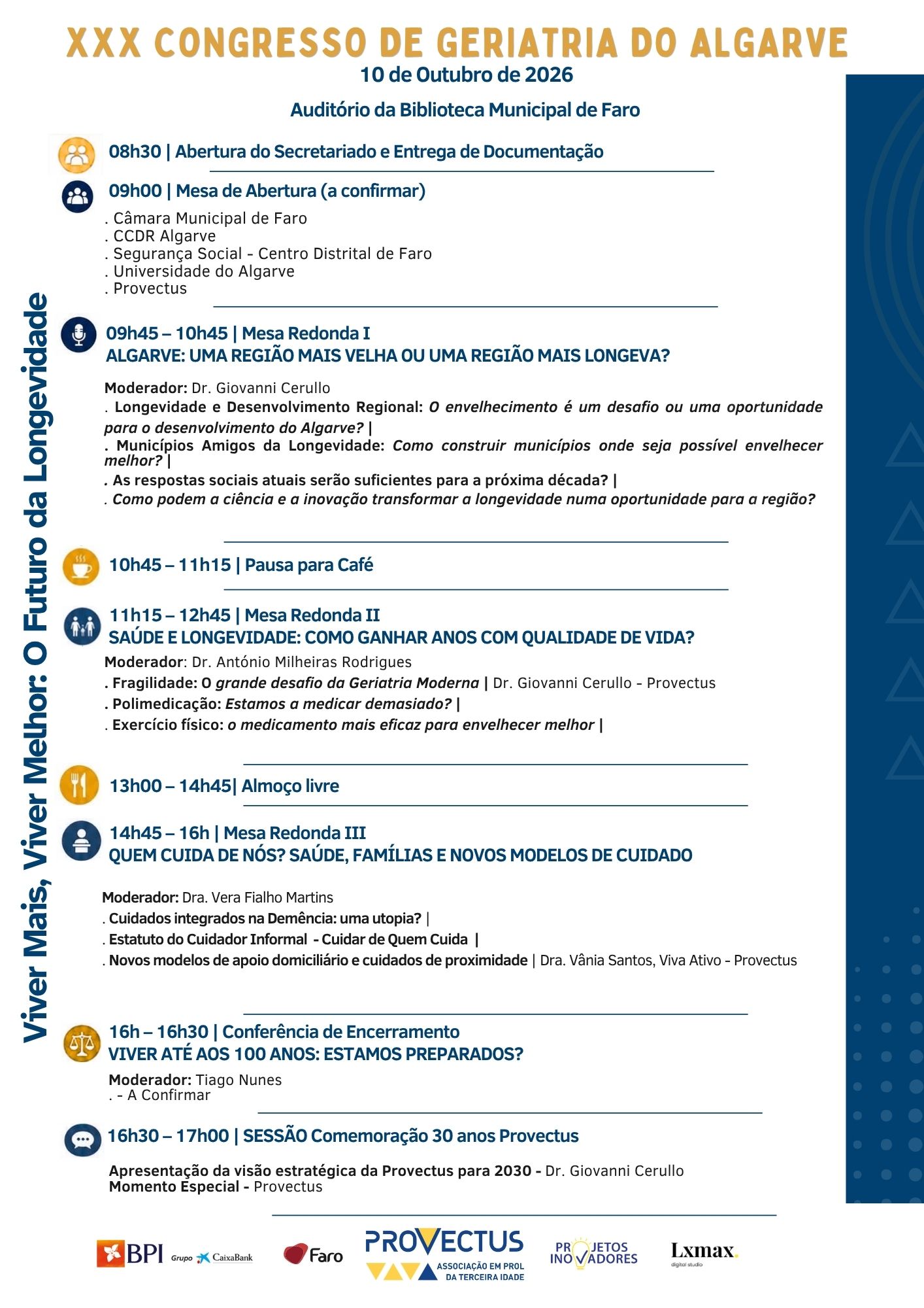 XXX CONGRESSO DE GERIATRIA DO ALGARVE | Viver Mais, Viver Melhor: O Futuro da Longevidade